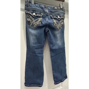 Miss Chic USA Blue Denim Embellished Rhinestone Jeans Womens 9 Western Country